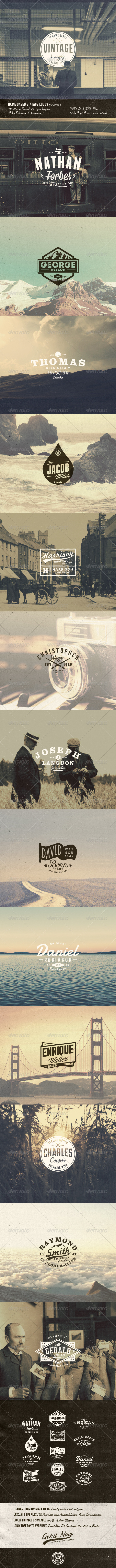 13 Name Based Vintage Logos Volume 6