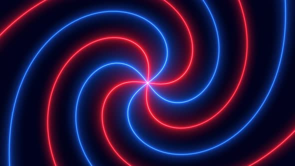 Blue Red Neon Glowing Spiral Hypnotic Animated Background alt