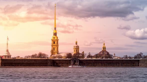 St. Petersburg. Peter and Paul Fortress. Violet Clouds