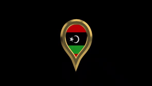 Libya 3D Rotating Location Gold Pin Icon alt