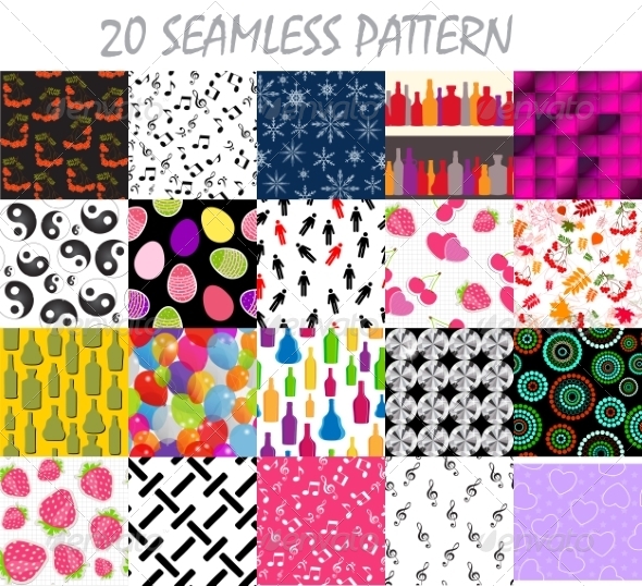 Seamless Pattern Background Vector Set - Backgrounds Decorative