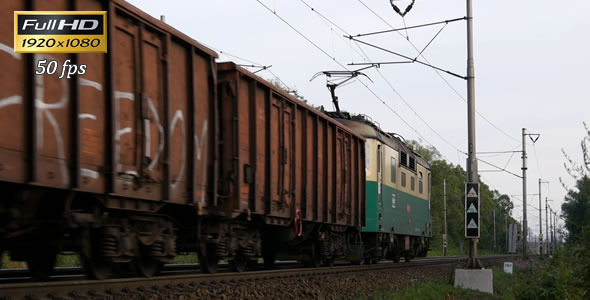 Freight Train Passes Through the Countryside 2