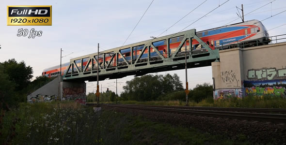 Passenger Train Passes Through the Bridge 2