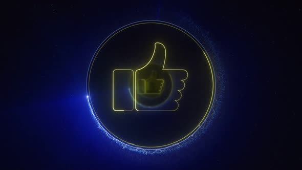 Neon Thumb Up Social Media Reaction, Loopable Package