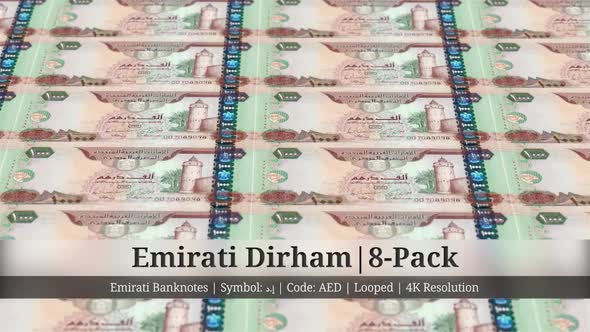 Emirati Dirham | United Arab Emirates Currency - 8 Pack | 4K Resolution | Looped alt