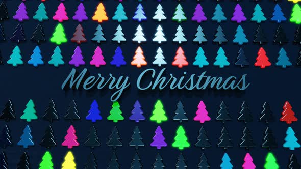 Christmas Card with Multicolor Garland Light Bulbs in Form of Christmas Tree on Plane alt