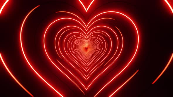 Flying through red hearts painted with light. Infinitely looped ...