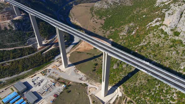 Aerial Shot of the Fully Finished Moracica Bridge in Montenegro alt
