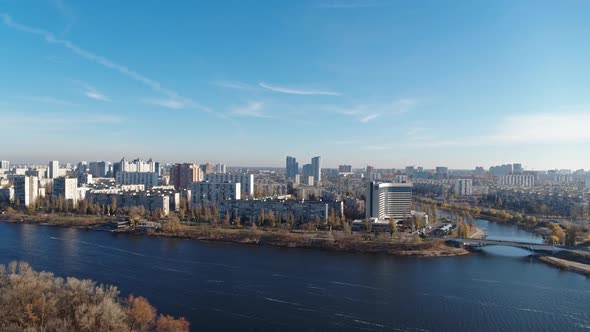 Rusanivka Island Comfortable Area to Live Aerial Panoramic View Kyiv Ukraine