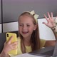 Caucasian Little Girl School Pupil Studying Online From Home Watching Web Class Lesson or Listening - VideoHive Item for Sale