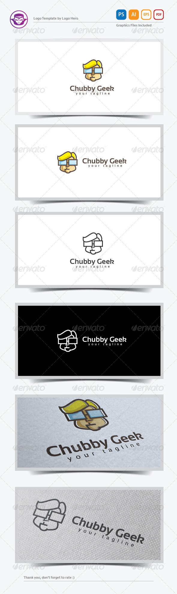 Chubby Geek Logo Template - Humans Logo Templates
