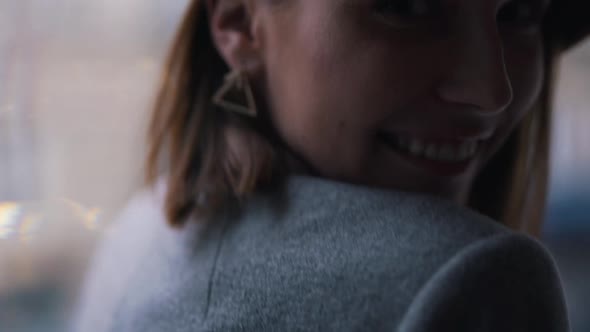 Beautiful Girl Flirts Close Up alt