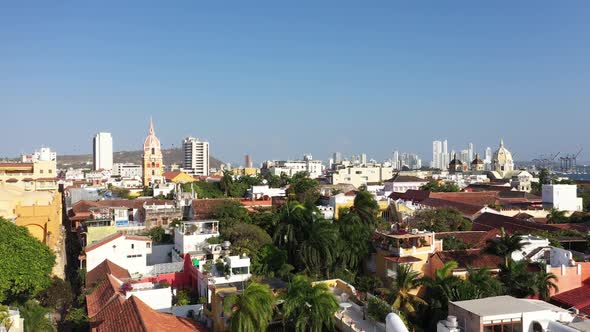The Roofs of Old Town Houses in Cartagena Colombia Aerial View