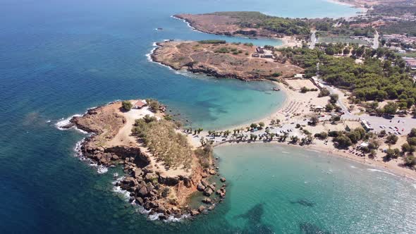 Aerial Drone Video of Beach in Crete Island Greece