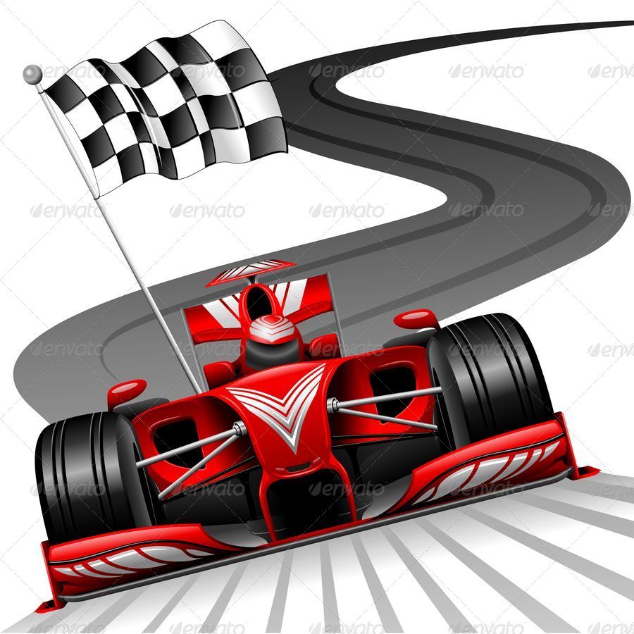 Formula 1 Red Car on Race Track, Vectors | GraphicRiver
