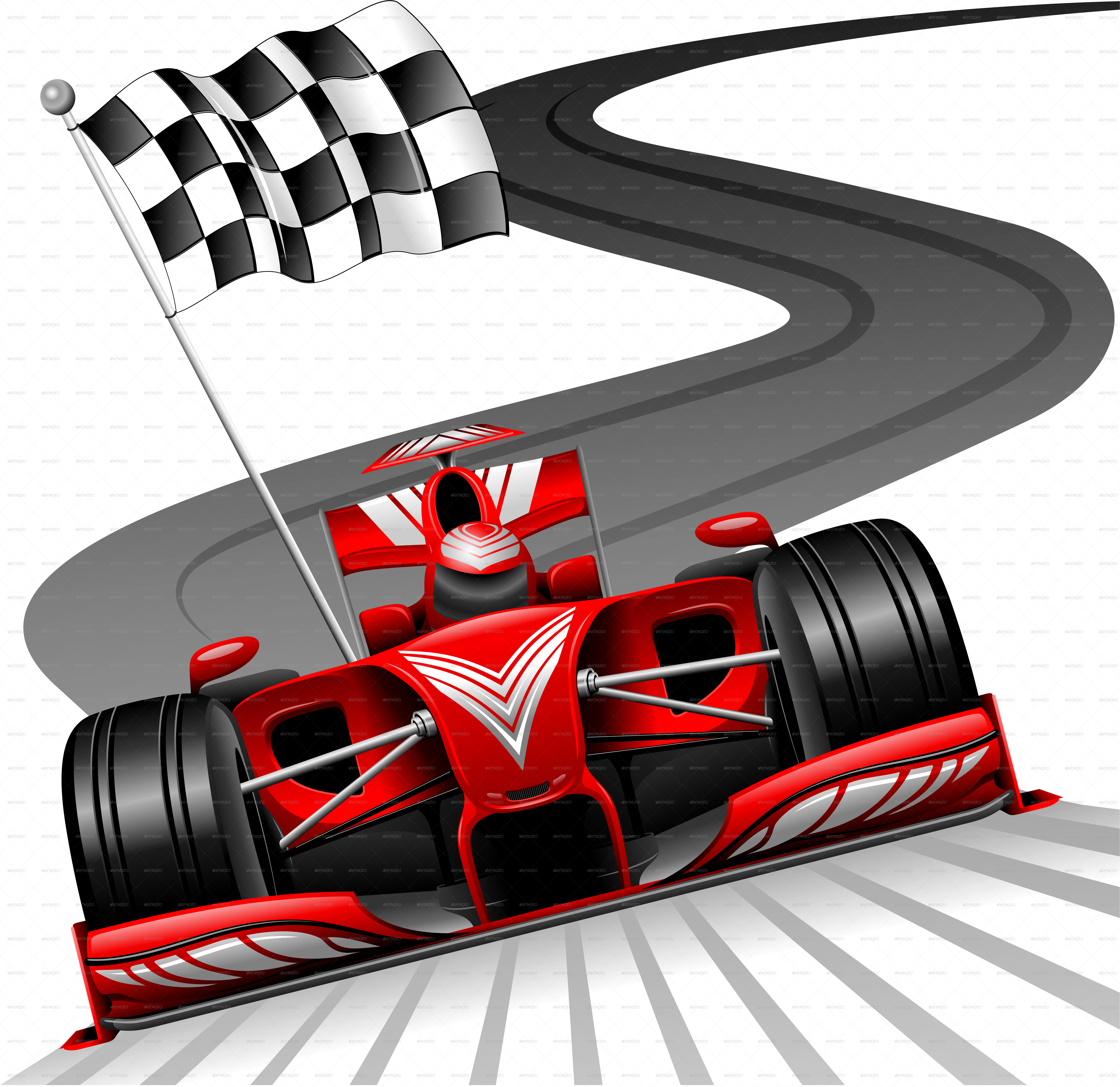 Formula 1 Red Car on Race Track by Bluedarkat | GraphicRiver