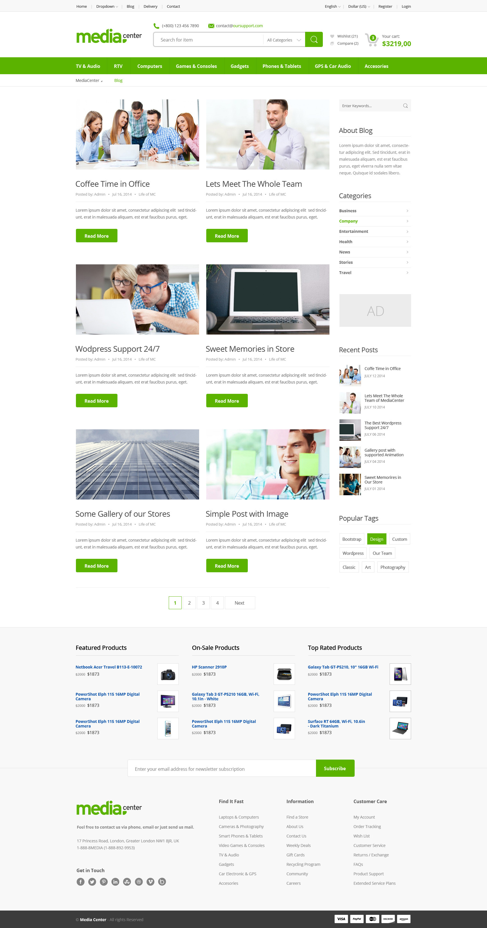 Media Center - Electronic eCommerce PSD Template