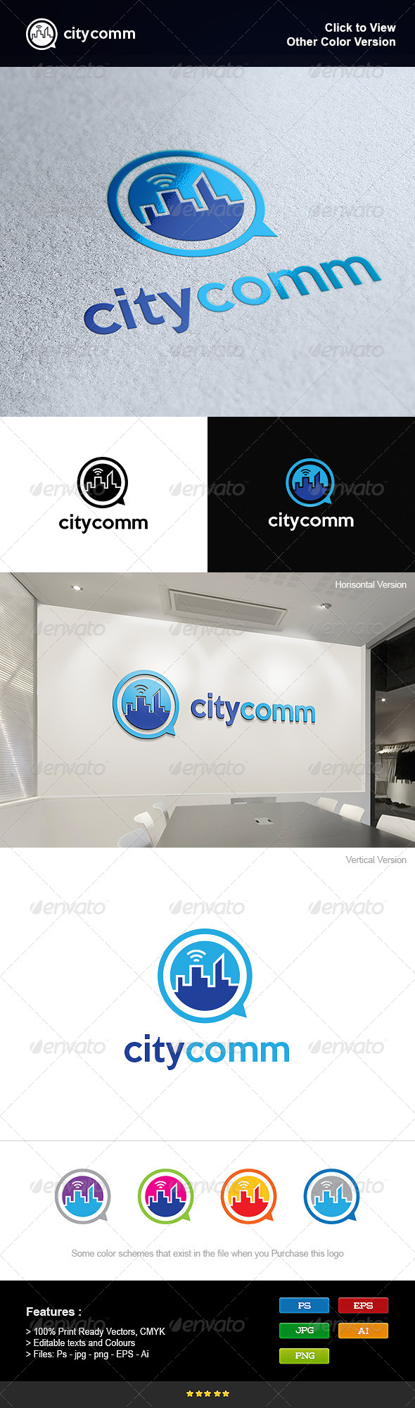 Communications in the City - Symbols Logo Templates