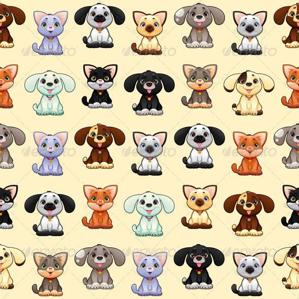 Cats And Dogs Background By Ddraw Graphicriver