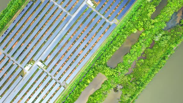 Aerial view of solar power plant. drone footage. 4k alt