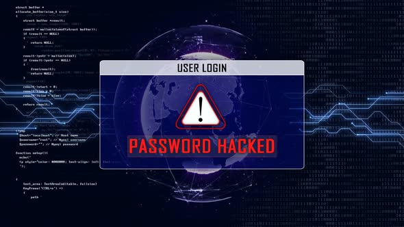 Password Hacked Text and User Login Interface