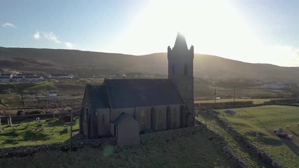 Aerial View of the Church of Ireland in Glencolumbkille  Republic of Ireland alt