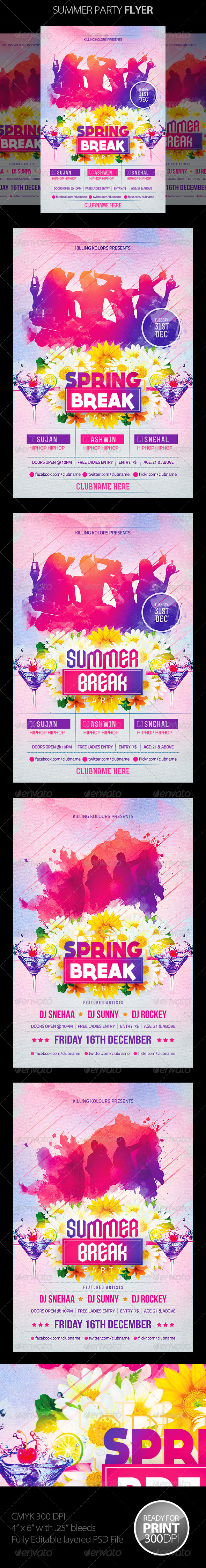 Summer / Spring Party Flyer - Clubs & Parties Events