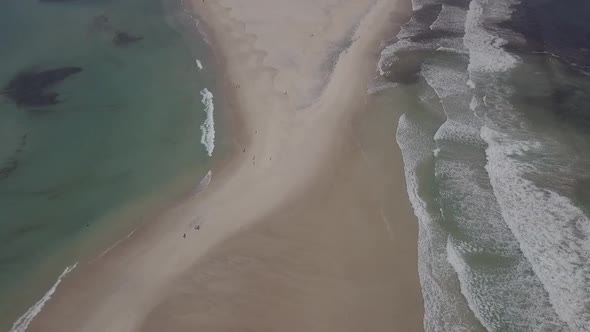 Fingal Spit, Fingal Bay, New South Wales, Australia Aerial 4K Drone