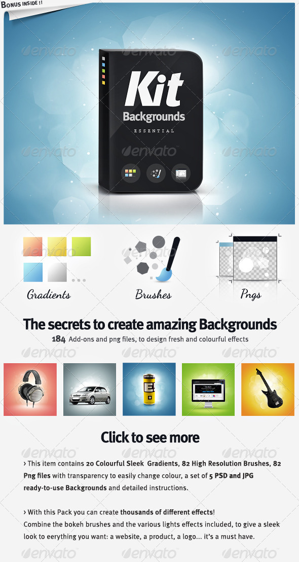 Background Kit Generator - Brushes Gradients and pngs - Abstract Backgrounds