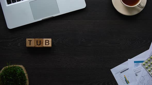 Tuberculosis Word Made of Cubes, Infectious Disease of Lungs, Healthcare alt