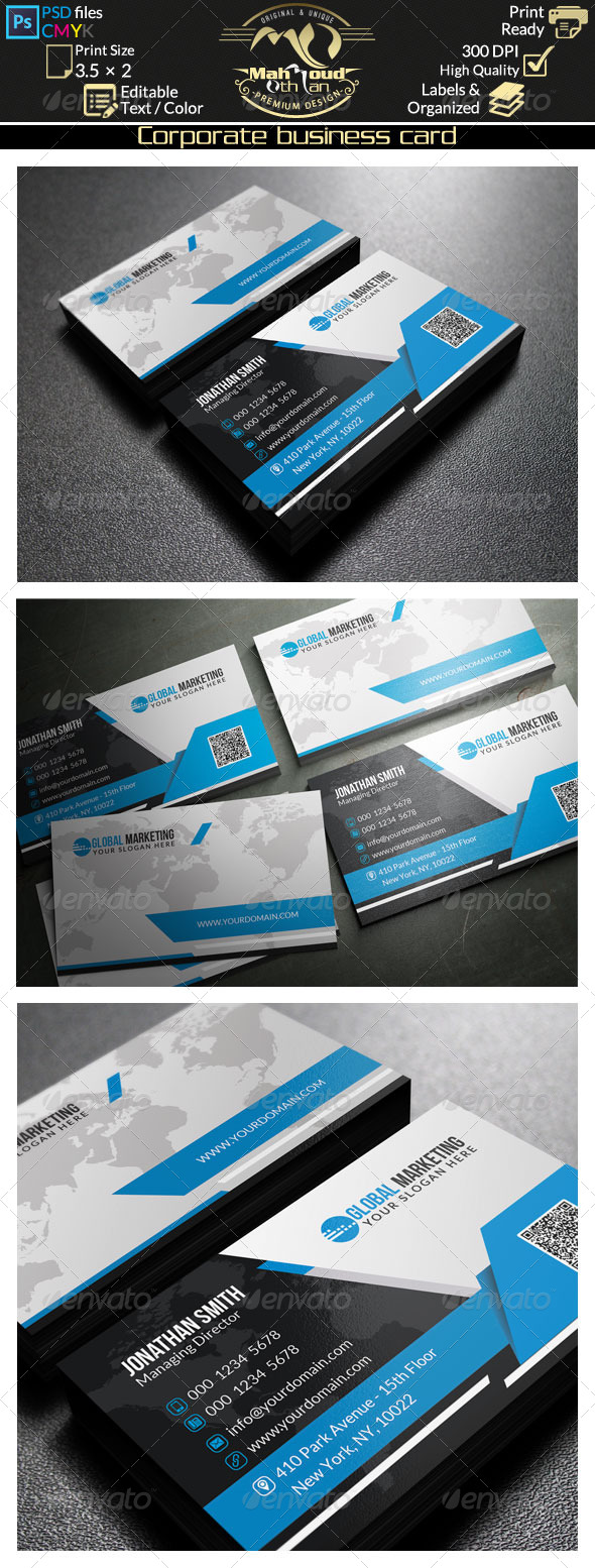 Black And Blue Business Card 37 - Corporate Business Cards