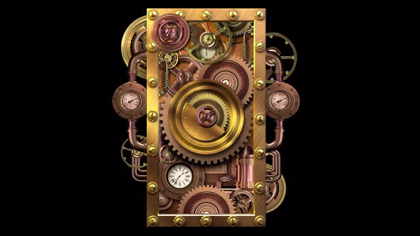 Old mechanism with alpha channel in steampunk style