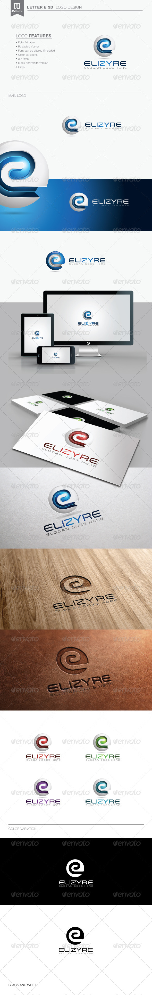 Letter E 3D Logo - 3d Abstract