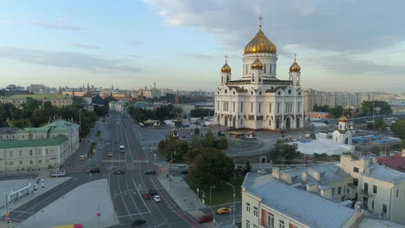 Aerial View of the Christ the Savior Cathedral in Moscow