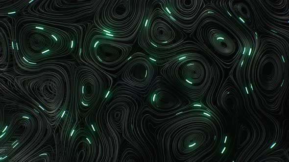 Black Topographic Circular Lines with Running Matrix Code and with Green Neon alt