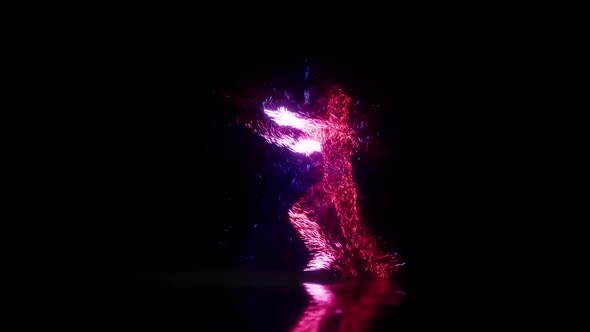 Human Made Of Particles And Joined Lines Dancing