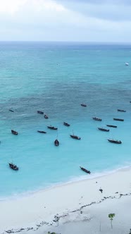 Tanzania  Vertical Video of the Ocean Near the Coast of Zanzibar Slow Motion alt