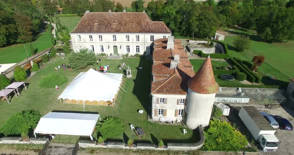 Aerial view of Bourbet Castle, France alt