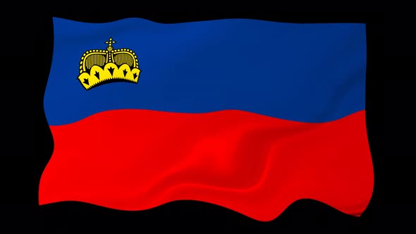 Liechtenstein Flag Wave Motion Black Background