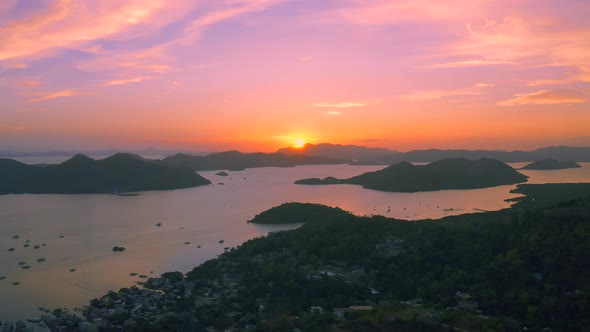 Village Coron at Amazing Sunset in Busuanga Island Philippines alt