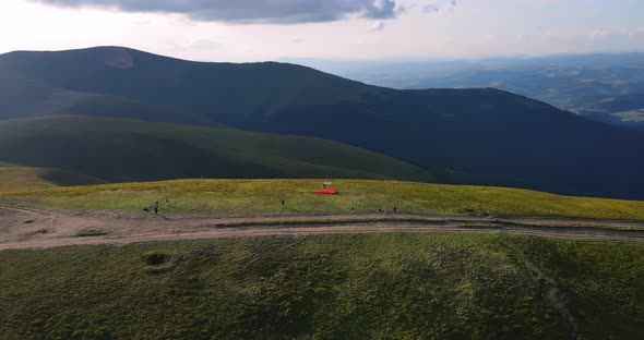 Paratroopers Train In The Mountains. Parachute Sport