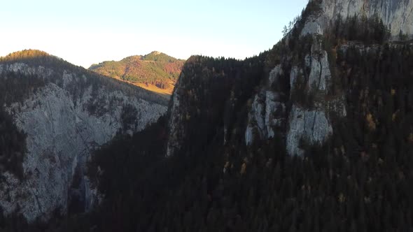 Mountains Left Pan At Bicaz Gorges In Romania, Aerial View alt