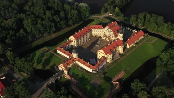 Top View of the Nesvizh Castle Before Sunset