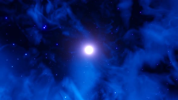 Seamless Loop of Flying Through Glowing Nebula and Stars Toward The Sun