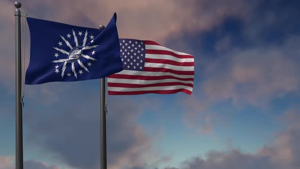 Buffalo City Flag Waving Along With The National Flag Of The USA - 4K ...