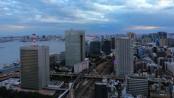 Time lapse of Tokyo city with public transportation and infrastructure