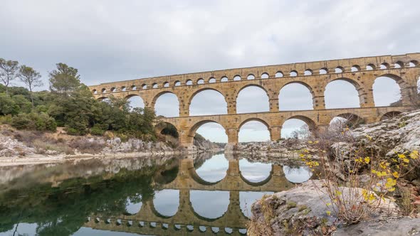 Pont du Gard - ancient roman aqueduct in southern France 