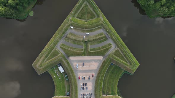 Fortified Ancient Old Historic Town of Naarden Vesting Overhead Aerial Drone View of Monumental alt