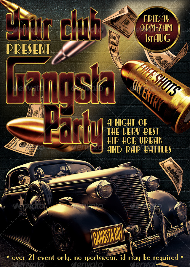 Gangsta Party Flyer, Ticket & Facebook Timeline by DESIGNROOM1229 ...