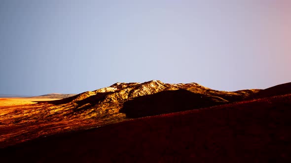 Amazing Scenery of Colored Mountain and Sky at Background in Sunset alt